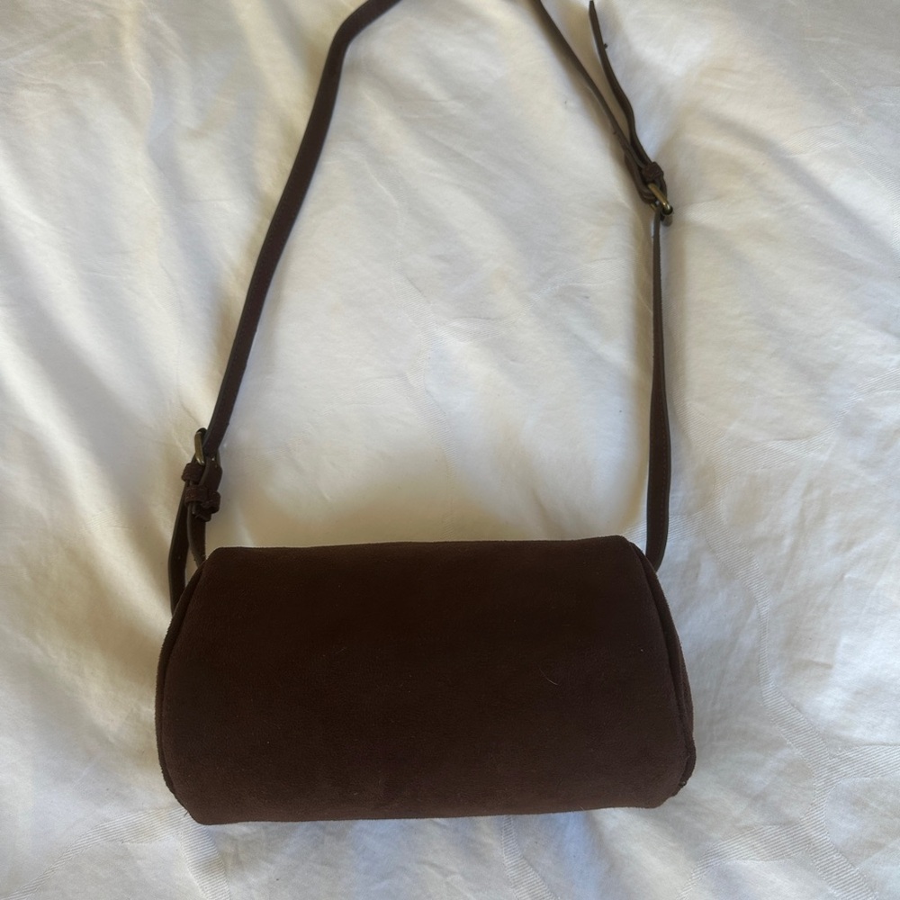 Elegant Brown Mini Suede  Bag